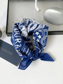 1 pièce Bandana en coton à imprimé nautique rétro, foulard carré multifonctionnel de 55 cm, bandeau de tête et foulard de cou streetwear pour femmes et hommes - Multicolore - Voir 11