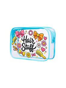 Bolsa de maquillaje de viaje con lazo, incluye peine para el cabello y bolsa de maquillaje transparente con estampado floral y cremallera, bolsa organizadora de maquillaje portátil linda y colorida, decorada con detalles de corazón y estrella, diseñada para entusiastas de la belleza para viajes y almacenamiento diario de artículos de tocador y accesorios para el cabello, adecuada para viajes, picnic, fiesta, cita, playa, verano, regreso a la escuela, dormitorio, Día del Maestro, regalo del Día de la Madre - Multicolor - Ver 12
