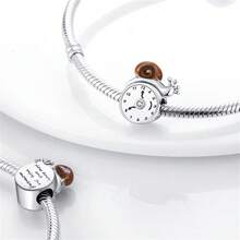 1pc Vintage Country Style S925 Sterling Silver Low-Allergenic Golden Retriever Pet Pig Snail Alarm Clock Wooden Horse Beaded Charm, Suitable For Original Bracelet, Women's DIY Jewelry Making, Birthday Gift - Multicolor - View 4