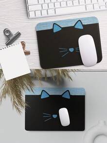 Alas Mouse Kucing Lucu, Alas Meja Hitam Besar, Desain Wajah Kucing Biru, Bagian Bawah Karet Anti Selip, Tepi Dijahit, Alas Keyboard Kucing Lucu, Cocok Untuk Kantor, Bermain Game, Dekorasi Rumah - View 7