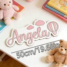 Personalized Name Butterfly Double-Sided Nameplate, Pink & White Striped Design, Baby Birthday, Children's Room, Nursery Wall Decor - Black - View 9