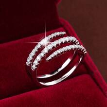 1pc Minimalist Line Wrap Design Cubic Zirconia Women's Ring - Multicolor - View 15