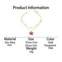 1pc Sparkling Elegant Luxury French Vintage Handmade Oil-Drip Gradient Tie Dye Pink Egg-Shaped Flower Pendant Necklace - Pink - View 5
