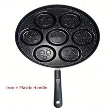 Face Pancake Pan | 7-Cavity Nonstick Griddle For Eggs & Mini Pancakes, Heavy Duty Aluminum Breakfast Skillet, Fun Weekend Brunch & Self-Care Gift - View 7
