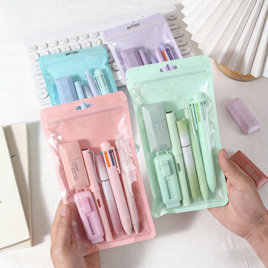 1套6件文具禮品包,極具吸引力的學生禮物,學習用品,開學禮物,生日禮物,學生學習用品,教室獎勵,畢業季禮物 - 套裝 - 查看 1