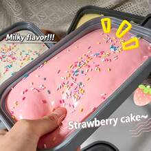 Sticky Box Cake Slow Rebound Squeeze Toy, Cream Ice Cream Box Squeeze Toy, Stress Relief Hand Relaxation Gift, Squeezable Soft Touch, Handheld Desktop Toy, Effectively Relieve Anxiety, Suitable For Classroom, Outdoor, Office Stress - Multicolor - View 9