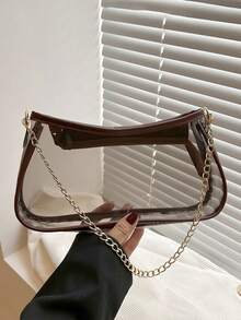 Summer Clear Bag For Stadium Events Chain Shoulder Bag PVC Transparent Bag Jelly Black Purse Handbag Beach Bag Stadium Bag For Travel Birthday Gift - Multicolor - View 13