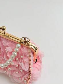 Bolso bandolera de cuero PU con lunares redondos para mujer, bolso de mano estilo vintage con cierre de hebilla y correa ajustable para el hombro, bolso tote de ciudad de unicolor y lig - Champán - Ver 8