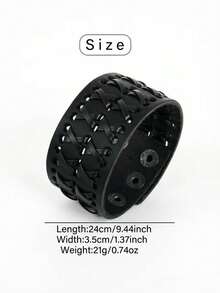1pc Casual Fashion Black Braided Leather Bracelet For Men, Daily Sports Commute Exquisite Hand Accessory, Perfect Gift For Men - B628 - View 2