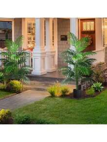 1/3/60pcs Artificial Palm Tree In Sturdy Plastic Pot, Large Fake Tropical Palm Plant For Indoor/Outdoor Office Building Living Room Home Decor - Green - View 7
