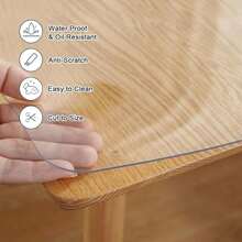 Clear Table Cover Protector Thick Plastic Table Cover, Table Protector For Dining Room Table, Waterproof Vinyl Tablecloth Table Pad Mat For Kitchen, Dresser, Writing Desk - Transparent - View 7