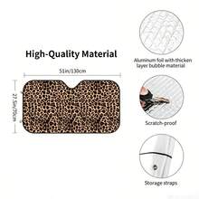 1pc Fashionable Leopard Print Car Front Windshield Sun Shade, Decorative Vehicle Sun Visor, UV Reflective Sun Protection Cover To Keep Car Cool - A - View 4