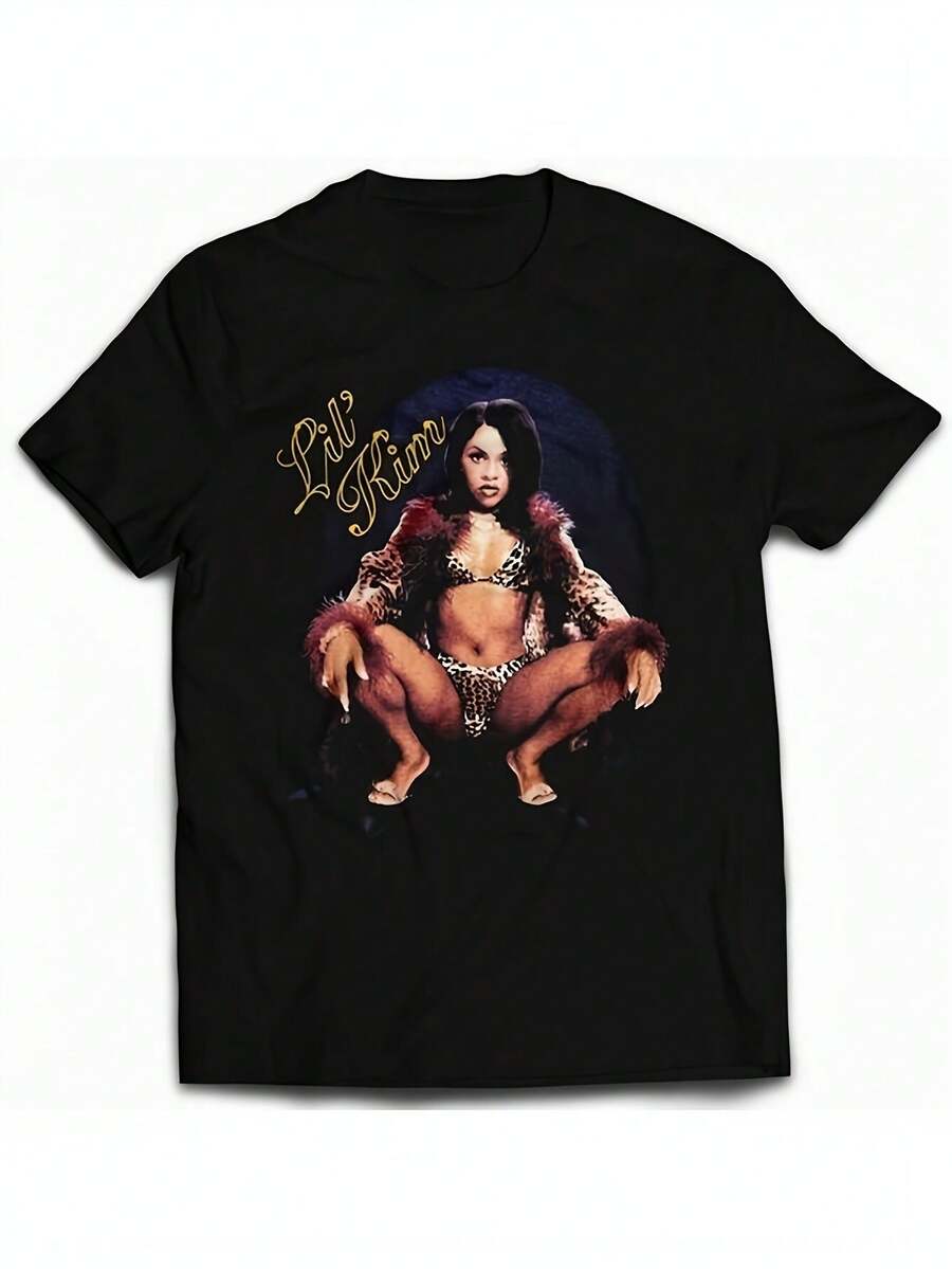 2026 New RONGCD Men'S Lil Kim Rapper Graphic T-Shirt | Black Short Sleeve Hip-Hop Tee With Iconic Album Art Print, All Sizes S-5XL, Casual Crew Neck - Black - View 1