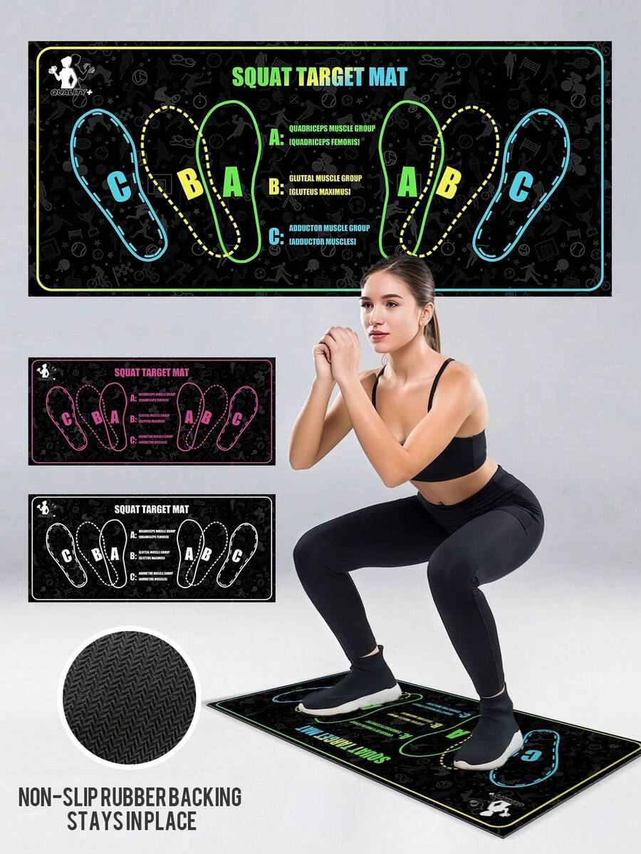 Multifunctional Squat Mat With Foot Position To Prevent Knee Injuries Thickened Base Anti Slip Squat Mat For Pilates Lovers Aesthetic Workout Squat Pad Suitable For Apartment Floor Exercises Home Exercise Pilates Gym Workout Equipment Work Out