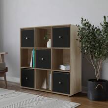 9 Cube Storage Unit With Fabric Drawers, Wooden Shelf For Home Organisation - 橡木單元 - 查看 3