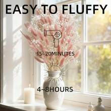 66pcs Bohemian Style Artificial Flower Bouquet, Fluffy Faux Reed Rabbit Tail Grass With Baby's Breath, Home, Camping, Wedding, Farmhouse And Christmas Decoration.--Pink - Pink - View 4