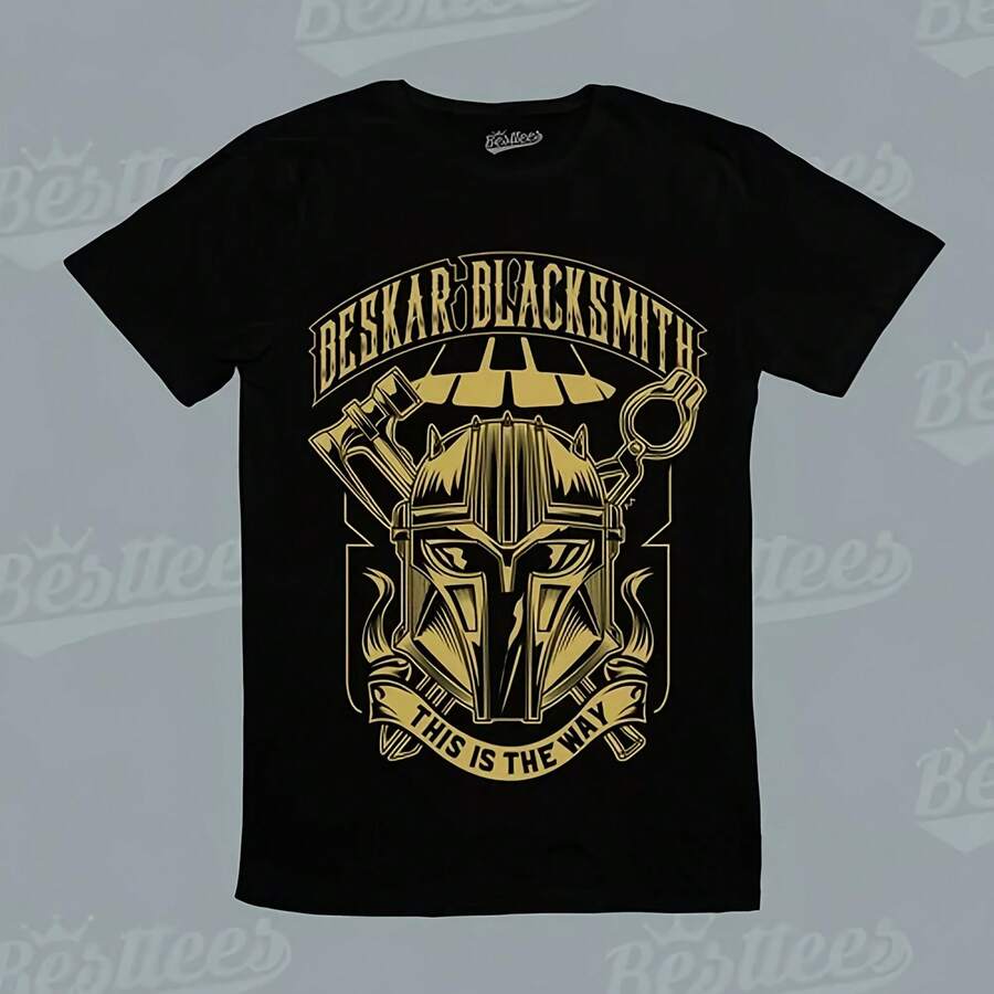 Beskar Blacksmith Mandalorian Armour Galactic Star Cartoon Tee T-Shirt - 黑色 - 查看 1