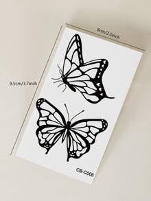 Herbal Juice Semi-Permanent Tattoo Sticker Y2K Butterfly Design 1-2 Weeks No Fading No Reflection Suitable For Wrist Ankle Shoulder Neck Collarbone Body Skin Waterproof Realistic Tattoo Sticker 1pc/Pack - Blue - View 8