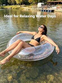 Inflatable Swim Ring, Transparent, Cute, Thick Underarm, Large Size Adult Buoyancy Swimming Ring, Pool Inflatable, Beach Essentials, Pool Float - Multiple Styles - View 6