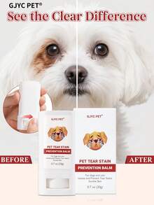 GJYC PET Bálsamo para eliminar manchas de lágrimas para perros & gatos – Limpiador de ojos hipoalergénico, elimina secreciones, costras & suciedad, fórmula suave para ojos sensibles y arrugas faciales – 0.7 Oz - Blanco - Ver 1