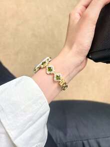 Huastonband 女款金色手鍊錶帶，適用於 ，時尚鑽石鑲嵌花卉設計金屬不鏽鋼腕帶，相容 38/40/41/42/44/45/46/49mm 系列 Ultra/SE/S11/S10/S9/S8/S7/S6/S5/S4/S3，優雅夏季女款珠寶金色海灘配件 - 金色 - 查看 11
