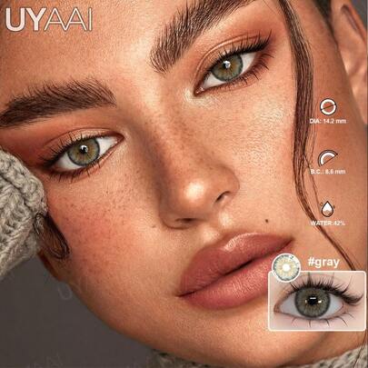 UYAAI 1 par de lentes de contacto desechables de 14.2mm para 1 año, efecto de ojos de muñeca lindos, suaves, transpirables, cómodos todo el día, perfectos para citas, uso diario y maquillaje de ojos dulce y encantador