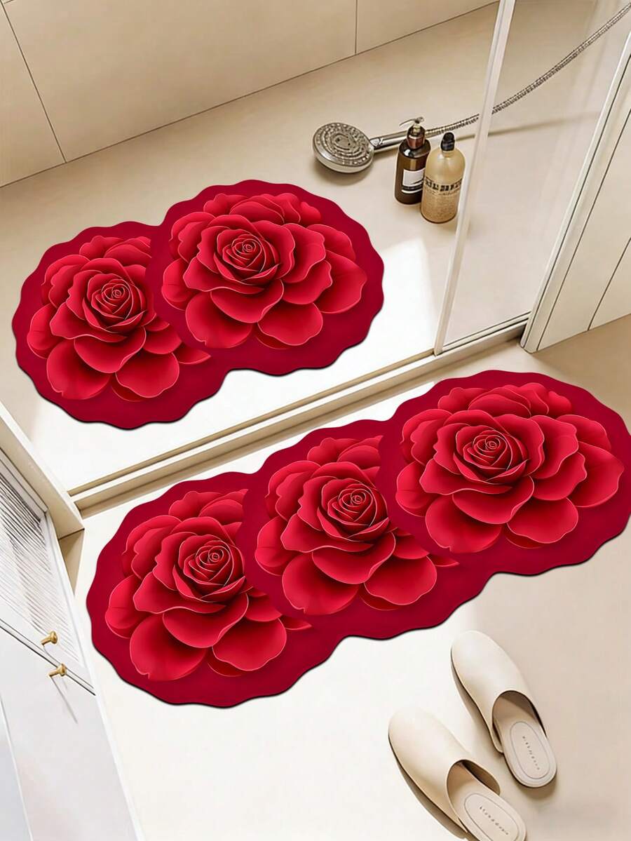 1 pieza Alfombra de baño con diseño floral dorado, Alfombra de baño, Felpudo, Alfombra pequeña, Alfombra, Alfombra de piso, Decoración del hogar, Alfombra de área pequeña, Felpudo para exteriores, Decoración del hogar, Alfombra de área, Alfombra de dormitorio, Alfombra lavable