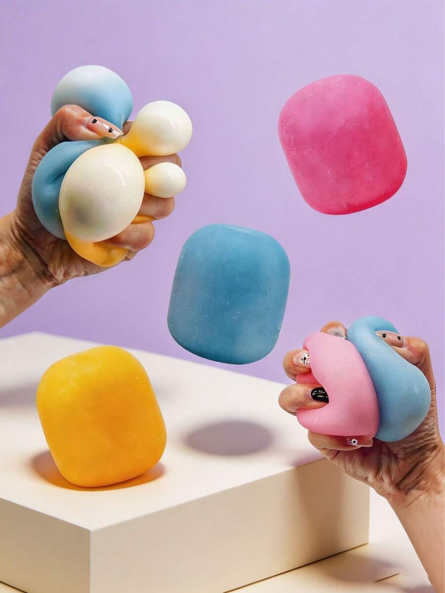 1pc Random Color Cotton Candy Squeeze Ball, Color Changing Under Sunlight, Soft Stress Relief Toy, Cylindrical Finger Toy, Suitable For Adults To Relieve Anxiety