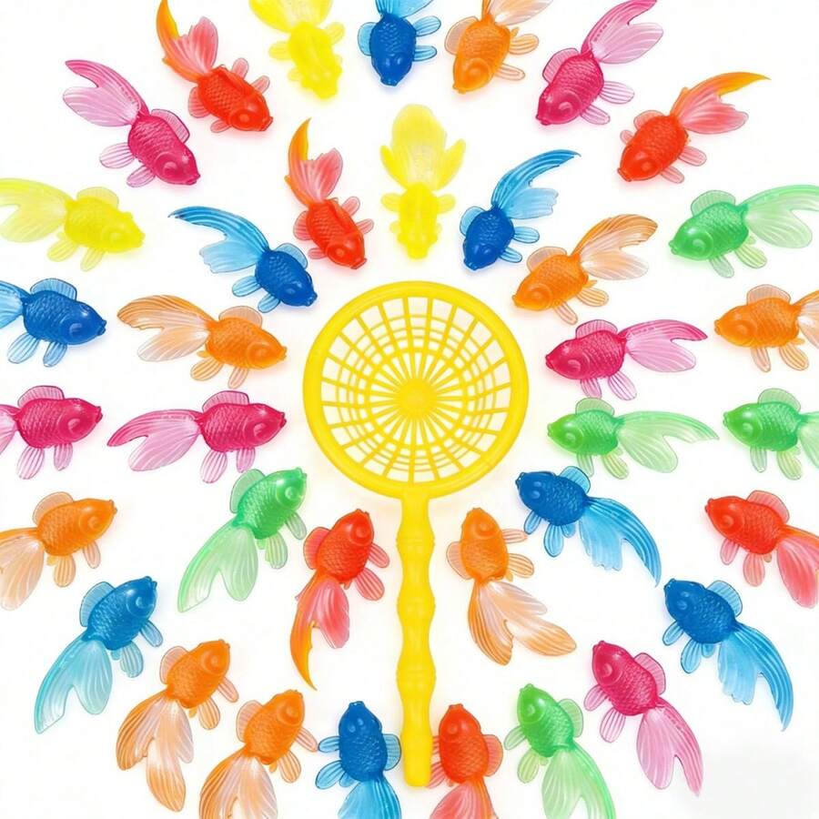 14pcs Set - Realistic Goldfish Floating Set With Fish Tail Decor, Made Of Lifelike Plastic Material, Suitable For Indoor/Outdoor Use, No Battery Required, Perfect Accessory For Summer Pool Party Or Bathtub Entertainment