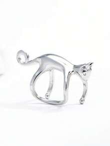 1pc Women's Non-Pierced Ear Cuff Animal Design Fashionable Student Campus Jewelry Accessory Earring Silver Color - A Single Leopard - View 5