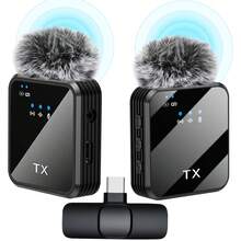 Wireless Lavalier Microphone, One-Key Noise Reduction, Plug And Play, With Volume Control, Portable Mini Microphone For Podcasting, Video Recording, Conference, Vlog, Interview, Teaching (230-300mAh Rechargeable Battery) - Black - View 3