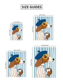 1pc Frameless Fashionable Dog Wall Art Print, Funny Vintage Animal Poster, Striped Background, Suitable For Decorating Bedroom, Living Room, Dorm, Personalized Poster Wall Art, College Dorm Back To School Essential - Frameless E - View 8