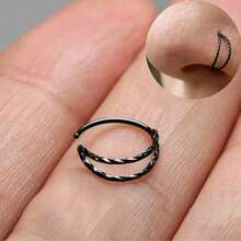 SENLANSP 1pc Minimalist Elegant 8mm Double Ring Nose Ring/Cartilage Earring - Body Piercing Jewelry For Men & Women - Double Nose Ring - View 9