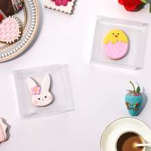 12pcs/1pc Plastic Transparent Single Portion Snack Box, Full Window Design - 4x4x1.2 Inches, Macaron, Donut, Party And Holiday Dessert Box - Transparent Version - View 8