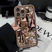Estética de leopardo de  marrónfunda de teléfono Fundas compatibles con ,Apple,VIVO,OPPO,,, y Honor.Fabricadas en silicona TPU,ofrecen protección contra golpes y caídas. - Marrón - Ver 1