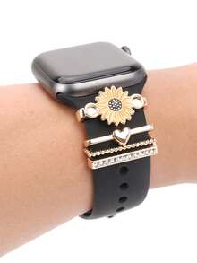 4 piezas/Set Colgante de Encanto de la Virgen María con Strass para Correa de Reloj, Adecuado para Decoración de Correa de , Adecuado como Regalo de Accesorios de Correa de Reloj - Amarillo - Ver 2