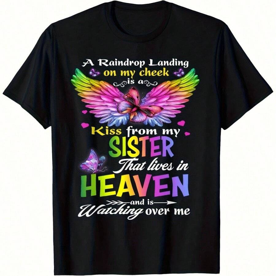 I Miss My Sister My Angel In Heaven A T-Shirt To Remember My Lost Sister Made Of 100 Available In Plus Sizes For Men ItS - 黑12 - 查看 1