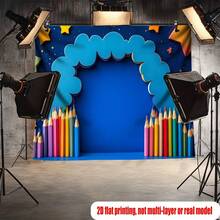 2D Flat Printed 1pc Banner Background, Colorful Pencil & Dreamy Backdrop For Kids Photography, Suitable For Home Decor, Party, Studio, Family And Garden, Outdoor Celebration - 6 - View 3