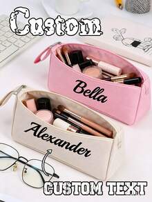 Customizable Text Pencil Case, Personalized Handheld Pencil Pouch, Large Capacity Pencil Storage Bag, Suitable For Students And Teachers, School Supplies, Gift For Classmates - Multicolor - View 6