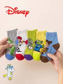 Disney 10/5/1雙正版迪士尼兒童襪，圖案嬰兒幼兒中筒襪，卡通設計，時尚可愛嬰兒襪，適合秋冬 - 彩色 - 查看 4