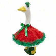Porch Goose Christmas Outfit Creative Goose Statue Tutu Skirt With Headband For Outdoor Garden Yard - Claret - View 6