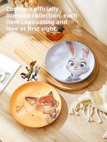 Ensemble de vaisselle en céramique officiel co-marqué Disney Zootopia, assiettes à dîner et bols à riz en relief 3D, design mignon Judy Hopps & Nick Wilde, artisanat sous-glaçure haute température, assiettes de service pour la maison, vaisselle de couple exquise, cadeau parfait pour anniversaire et fêtes - Lin jaune - Voir 8
