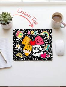 1pc Personalized Teacher Mouse Pad, Customized Name Non-Slip Rubber Base Desk Mat, Cute Pencil Bow Apple Pattern, Stain-Resistant, Unique Female Teacher Thank You Gift, Adorable School Theme Design, Suitable For Classroom, Workspace And Home Office - Multicolor - View 13