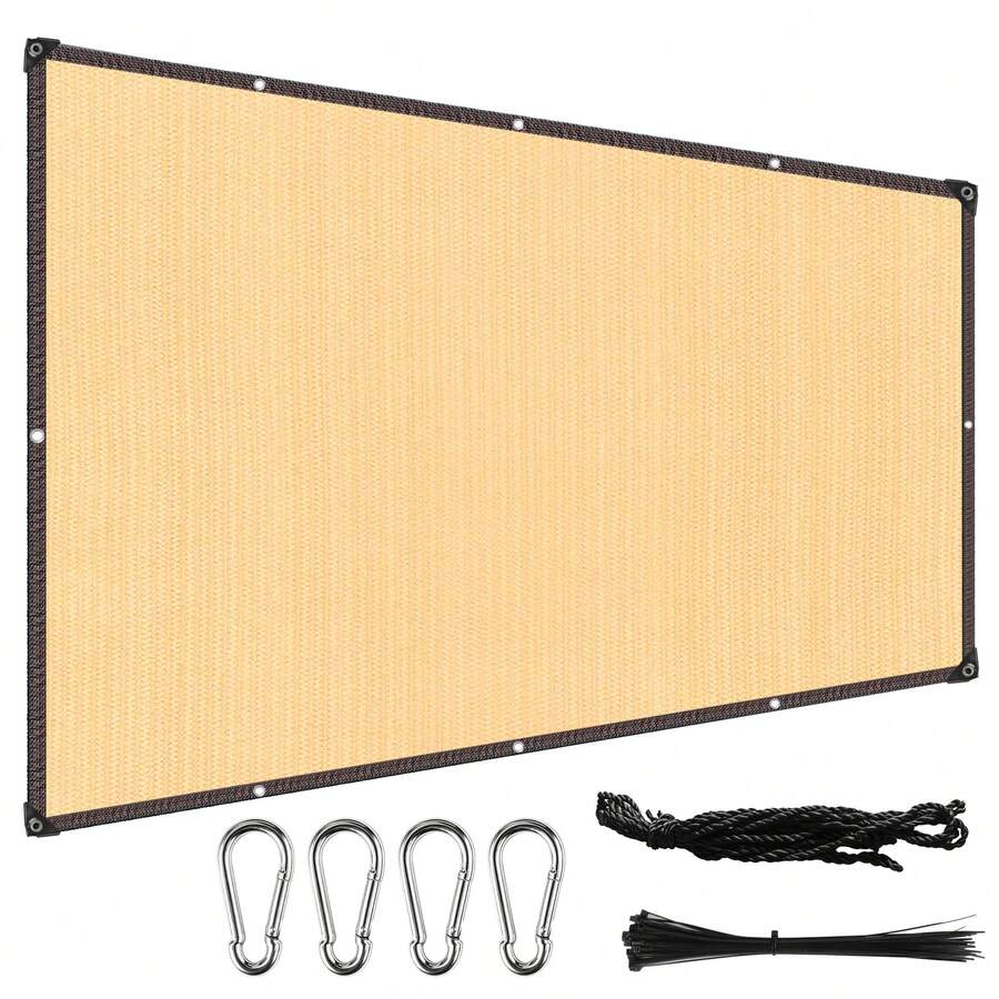 1pc UV-Resistant Coffee Brown High-Density Polyethylene Sun Shade Sail, Safety Fence, Garden Fence, Gazebo Shade Cloth, Privacy Screen, Outdoor Sun Shade Net, Windproof, Bird-Proof, Insect-Proof, Snow-Proof, Dust-Proof, Suitable For Summer Camping, Outdoor Swimming Pool And Simple Garage. - PE Shade Cloth - View 1