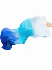 2/1pc Extra Long Flowing Silk Fan, Three-Color Gradient Design. This Double-Sided Silk Fan Is Perfect For Dance Performances, Holiday Parties, Sports Props, And Can Also Be Used As A Traditional Chinese Fan For Dance Activities. An Excellent Mother's Day Gift. - Multiple Styles - View 44