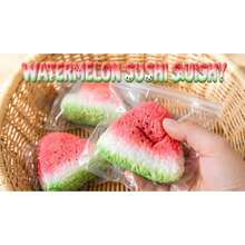 1pc Watermelon Sushi Squishy Toy, Soft Silicone Slow Rising Stress Relief Fidget Toy, Realistic Food Replica Squeeze Toy, Flexible Anti-Anxiety Sensory Toy, Cute Dessert Decompression Toy For Anxiety Relief - Multicolor - View 3