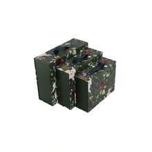 33x25cm Dark Green Floral Rectangular Folding Storage Box, Portable Handle Gift Packaging Box Set - 1PC - View 7
