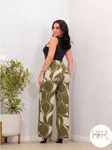 Wide-Leg Pants In DUNA Fabric, Unlined, Woven Fabric WITHOUT Elastane, With Pockets (Size Chart Available) - Green Ogge - View 2