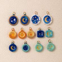 1pc Oil Painting Style Pendant, Minimalist Mysterious Style, 18K Gold Plated, 316 Stainless Steel Material, Suitable For DIY Bags, Bracelets, Waist Ropes And Other Decorative Accessories, Women's Daily Jewelry Suitable For Daily Outings, Beach, Concerts, Dates And Other Occasions - Multicolor - View 6