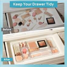 1 Set (7/5/4/1 Piece) Acrylic PET Cosmetic Storage Box Set,Suitable For Dressing Tables, With 4 Different Sizes Of Plastic Boxes, Classified Storage Container, Cosmetic Storage Box, Desktop Storage Space, Indoor Decor, Room Decor, Bedroom Decor. - Vertical Stripes - View 10
